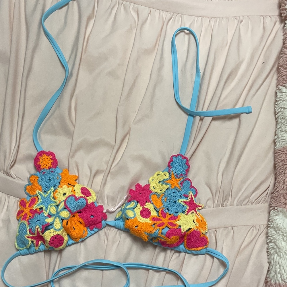 Wild Fable Multicolor Crochet Bikini Top never worn